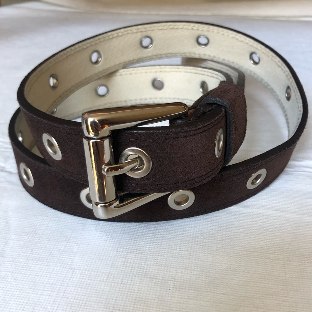 Brown Suede & Sliver Leather Belt